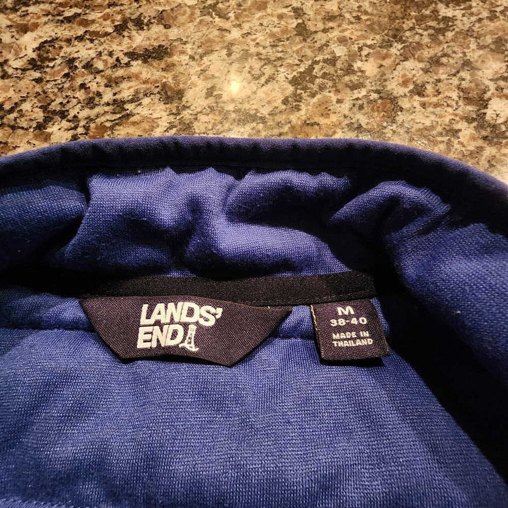 Lands' End Men M Quilted Snap Pullover Jacket Insulated Navy Colorblock Gorpcore - Picture 4 of 13